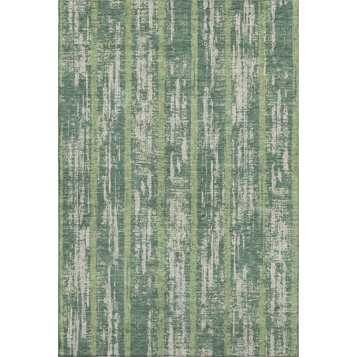 10' X 14' Striped Washable Area Rug With UV Protection (670898) - Green / Beige