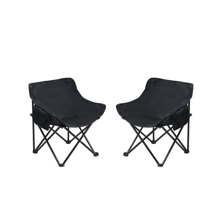 Two Giga outdoor camping chairs folding set with durable steel frames, portable and comfortable for outdoor seating.