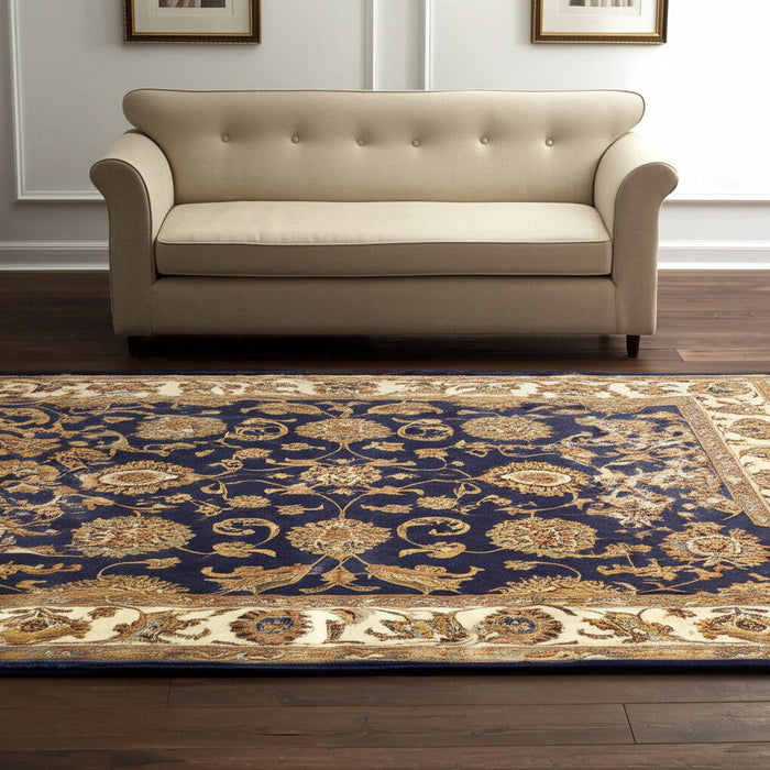 5' X 8' Oriental Hand Tufted Area Rug - Blue