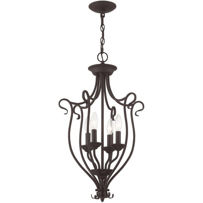 27'' Four Light Dimmable Chandelier With Shades - Bronze