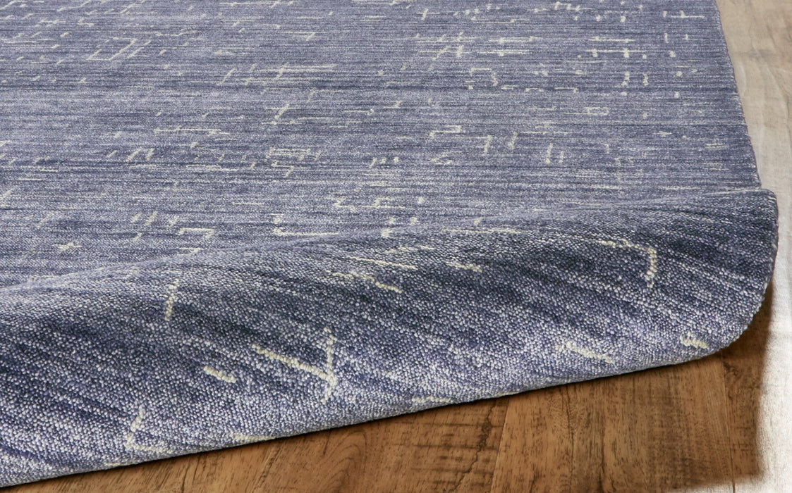 5' x 8' Abstract Hand Woven Area Rug - Blue And Ivory