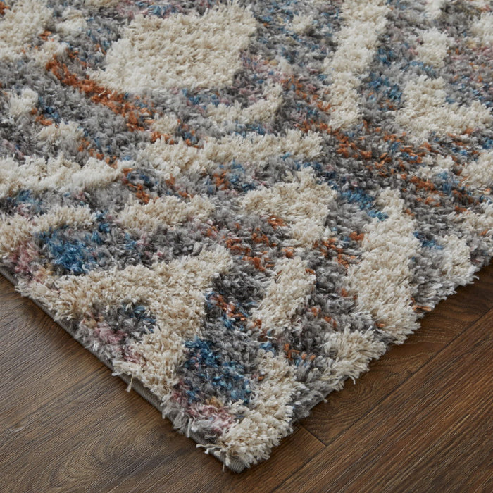 10' x 14' Geometric Power Loom Stain Resistant Area Rug - Ivory Gray And Taupe