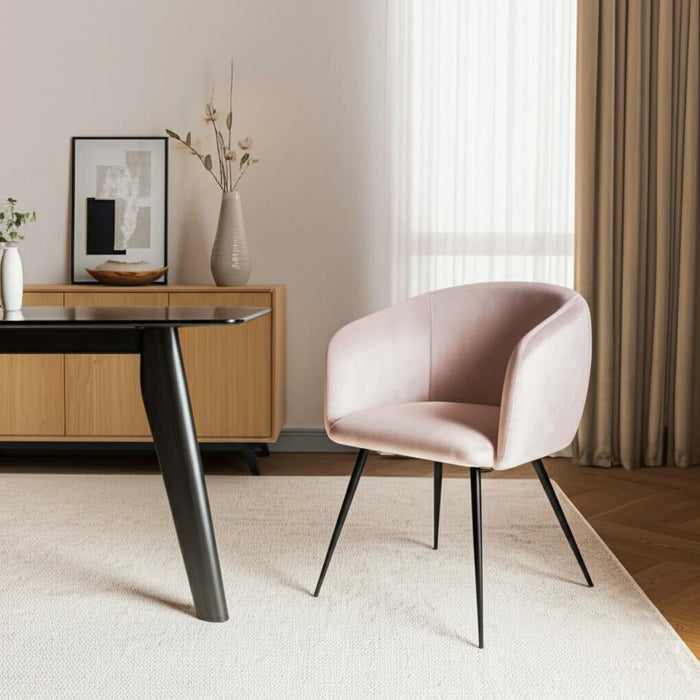 Upholstered Velvet Dining Arm Chair - Pink