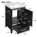 Giga bathroom vanity with ceramic sink, soft-close drawers, door organizer, divider drawer, and adjustable foot pads.