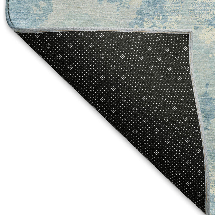 10' X 14' Abstract Washable Area Rug With UV Protection (693354) - Sky Blue / Ivory