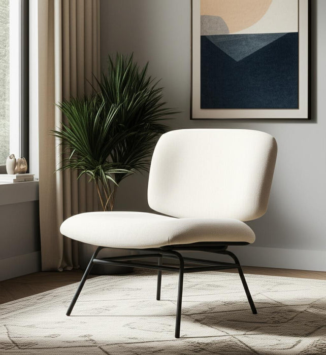 Chenille Metal Slipper Chair - Cream / Black