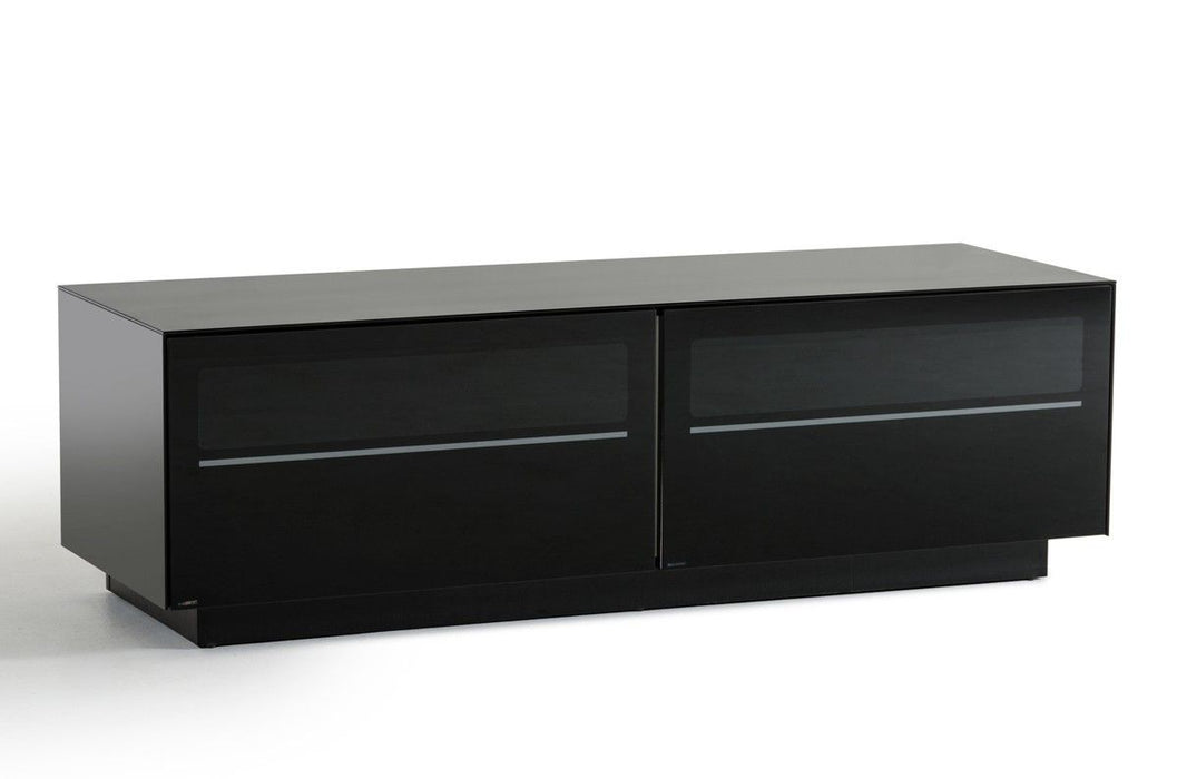 59" Glass And Wood Enclosed Storage TV Stand - Black