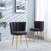 Set of 2 Giga modern dining chairs with wood-colored iron tube legs, cushioned seats, and comfortable backrests for dining or living rooms.