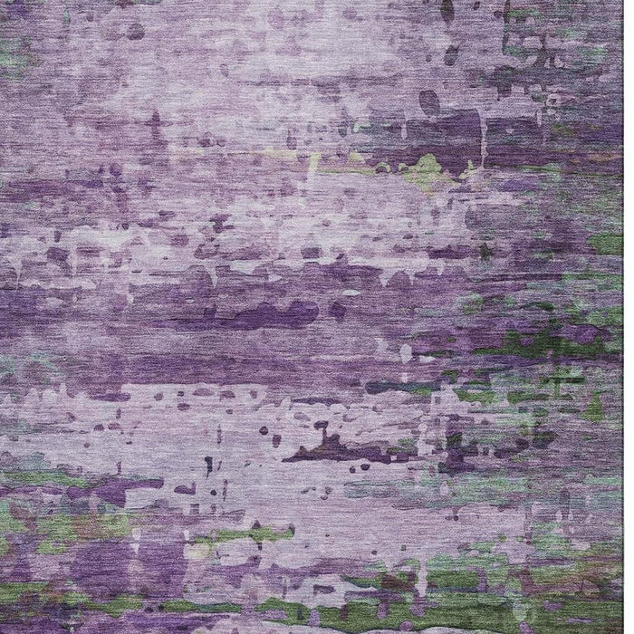 10' X 14' Abstract Washable Area Rug With UV Protection (715459) - Purple / Green
