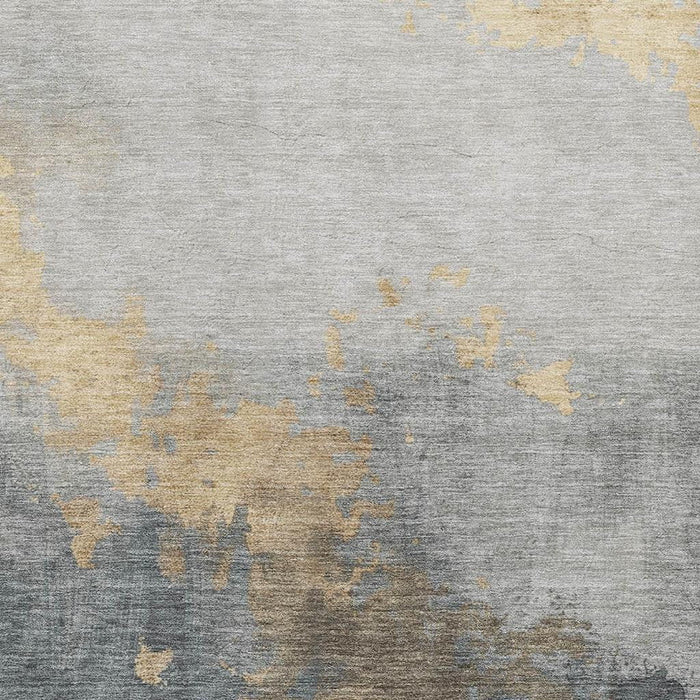 10' X 14' Abstract Washable Area Rug With UV Protection (706715) - Gold / Gray