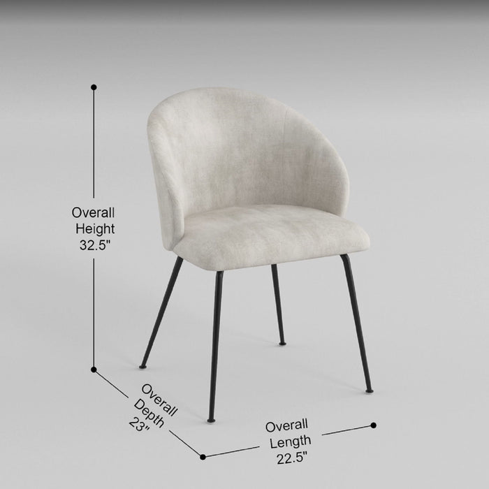 Set of two Giga beige velvet upholstery side chairs with modern metal legs, ideal for contemporary home furniture.