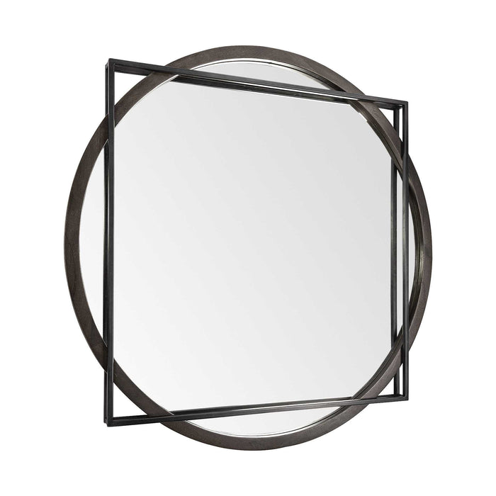 46" Abstract Metal Framed Accent Mirror - Black