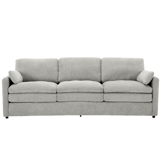 Giga cozy upholstered 3 seater sofa with double cushions, stationary living room sofa with plush fabric and comfortable seating