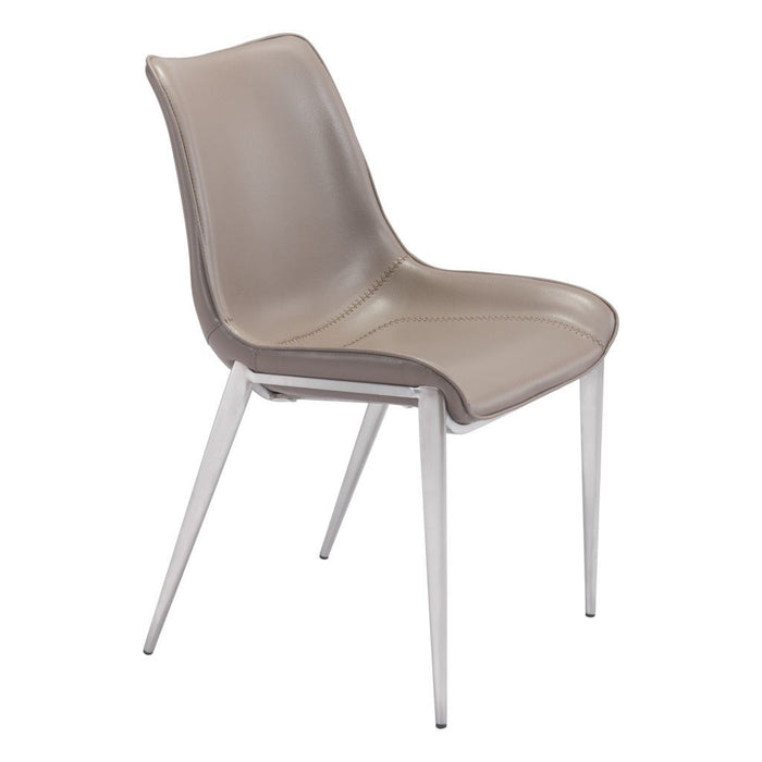 Stitch Upholstered Faux Leather Dining Side Chairs (Set of 2) - Gray