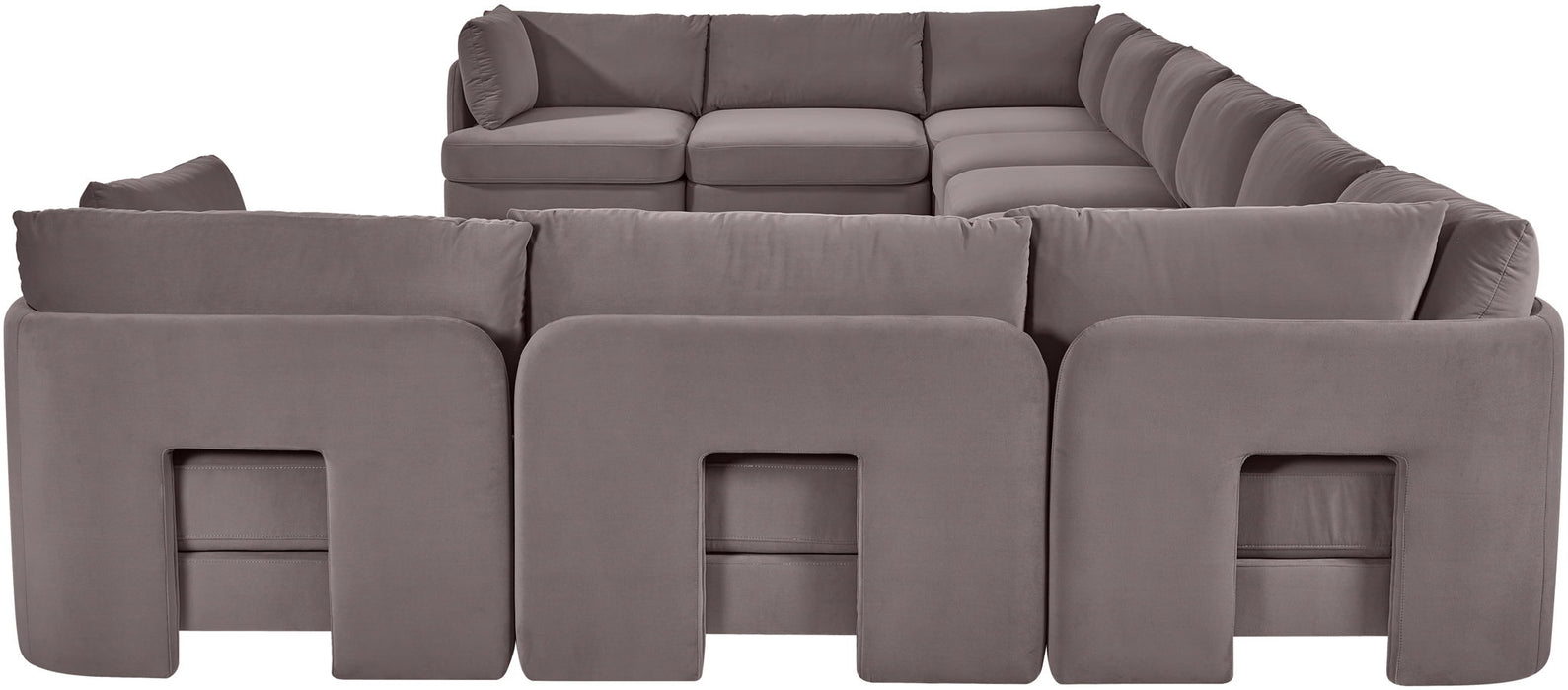 Meridian Furniture Hammond velvet performance fabric 10-piece stationary sectional with plush cushions and modern design.