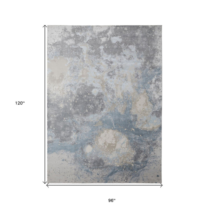 8' x 10' Abstract Area Rug - Ivory Blue And Gray
