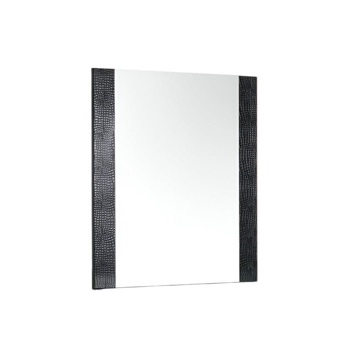 41" Faux Shagreen Partially Framed Accent Mirror - Black