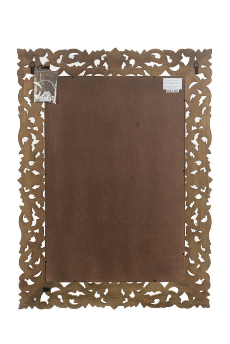 35" Floral Carved Solid Framed Accent Mirror - Gray