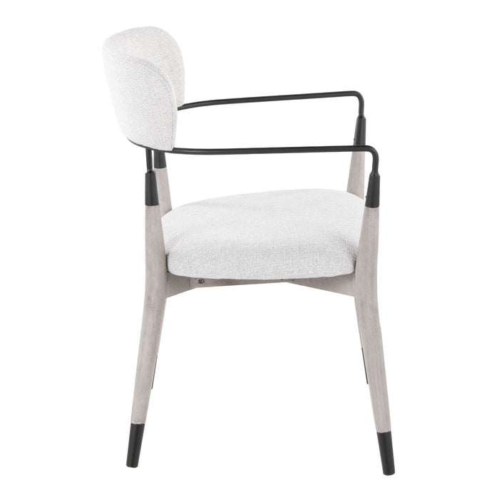 Savannah - Chair (Set of 2) - Gray Brushed Wood, Light Gray Fabric, Black Metal