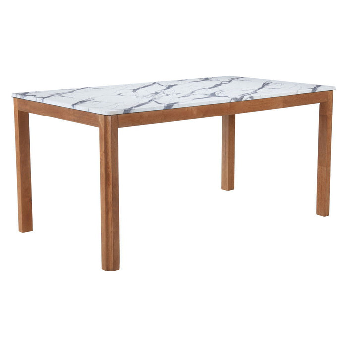 63" Wood And Solid Wood Dining Table - White