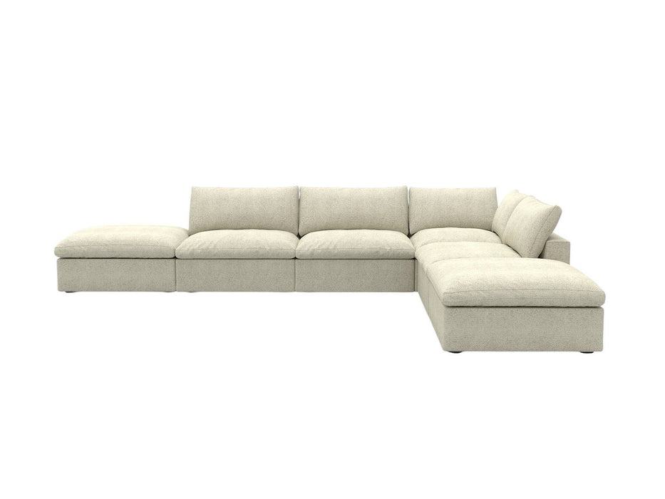 160" 2 Piece Living Room Set Blend Modular Sofa With Ottoman Storage - Khaki