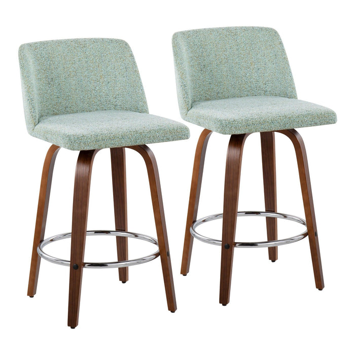 Toriano - Fixed - Height Counter Stool - Round Chrome Footrest (Set of 2)