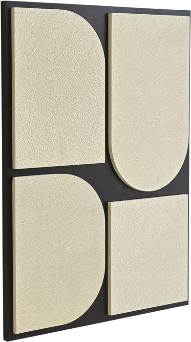 Two-piece mango wood wall art by Meridian Furniture, featuring natural wood grain and modern geometric design for wall decor.