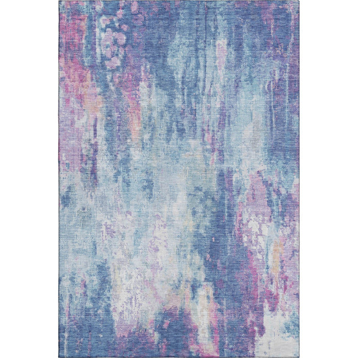 10' X 14' Abstract Washable Area Rug With UV Protection (695696) - Blue / Blush / Ivory