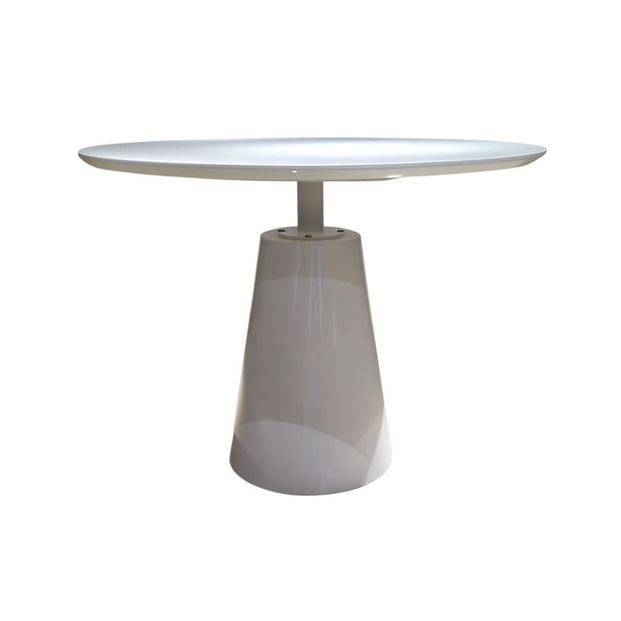 42" Wood And Metal Pedestal Base Round Top Dining Table - White