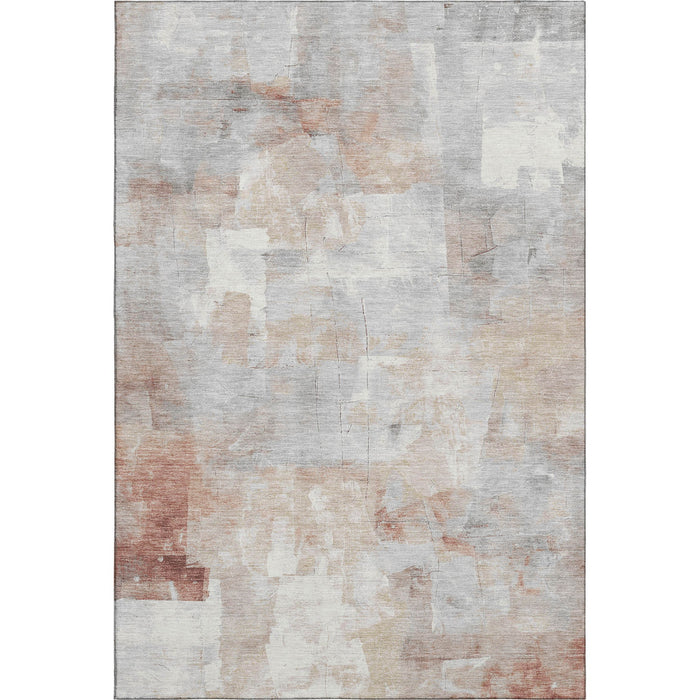 10' X 14' Abstract Washable Area Rug With UV Protection (697524) - Rust / Gray / Silver