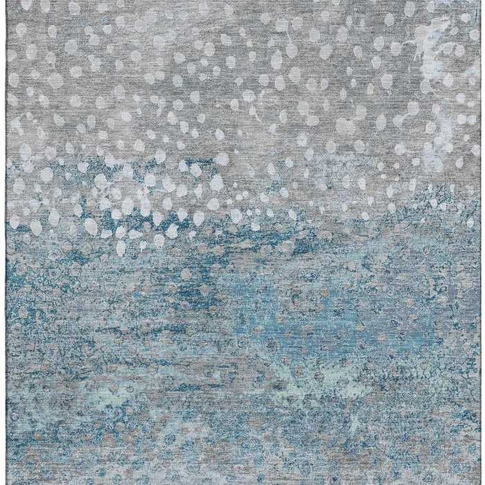 10' X 14' Polka Dot Washable Area Rug With UV Protection (693252) - Gray / Ivory / Blue