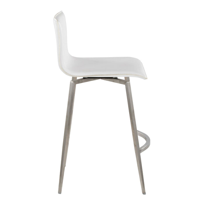 Mara - 26" Upholstered Fixed-Height Counter Stool With Swivel (Set of 2) - Stainless Steel