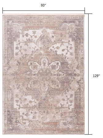 8' x 10' Medallion Non Skid Area Rug - Beige And Ivory