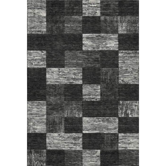 10' X 14' Geometric Washable Area Rug With UV Protection (686204) - Black / Gray / Silver
