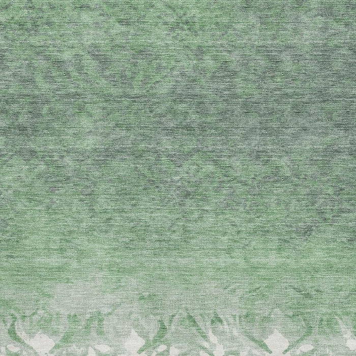 10' X 14' Damask Washable Area Rug With UV Protection (709438) - Green / Ivory