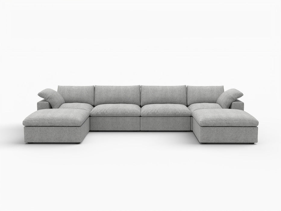 160" 2 Piece Living Room Set Blend Modular Sofa With Ottoman Storage - Light Gray