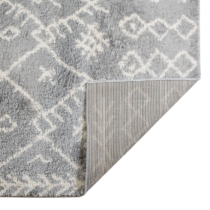 7' x 9' Geometric Shag Area Rug - Gray And Ivory