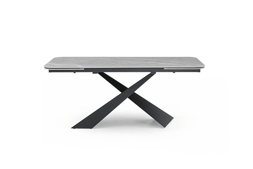 9422 - Ceramic & Metal Dining Table - Gray / Black