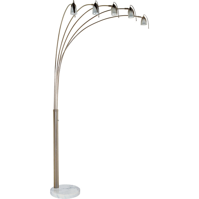 Dull Metal Floor Lamp With Five Adjustable Swing Arms - Gold