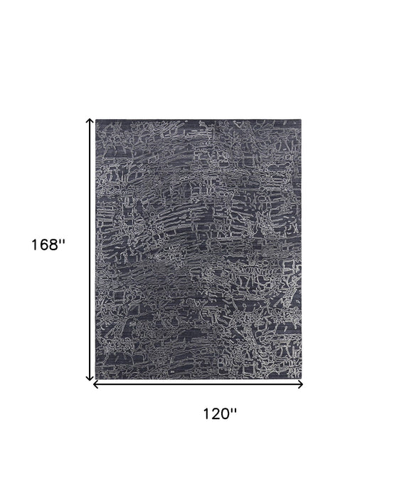 10' x 14' Abstract Hand Woven Area Rug - Black Gray And Ivory