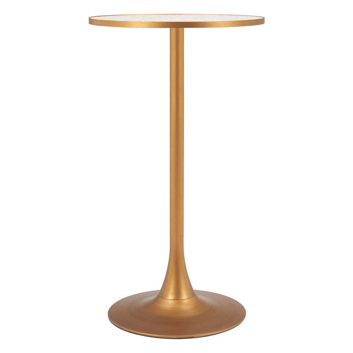 Faux Terrazzo Rounded Bar Table - Beige / Gold