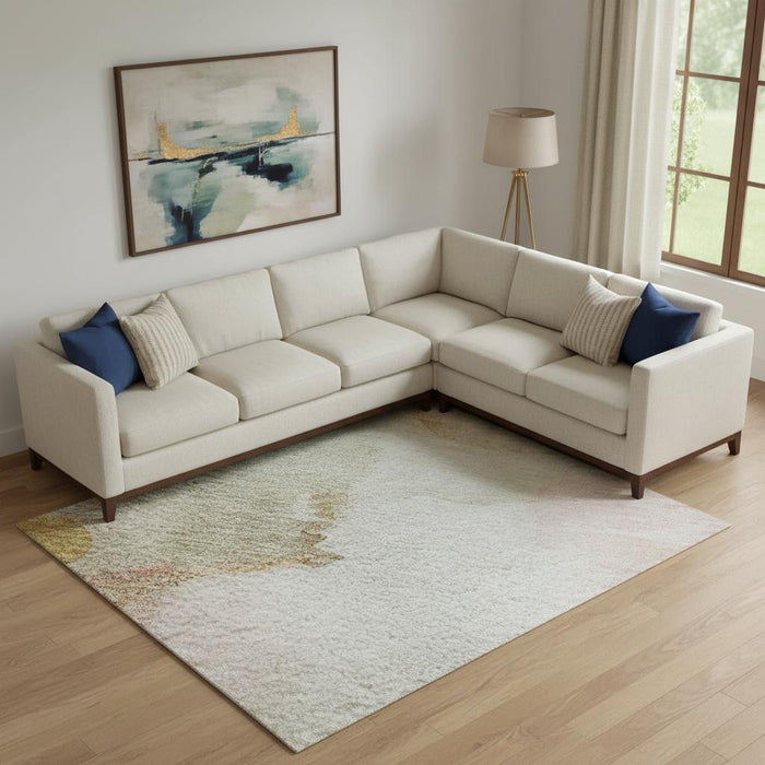 10' X 14' Abstract Washable Area Rug With UV Protection (714787) - Mauve / Copper