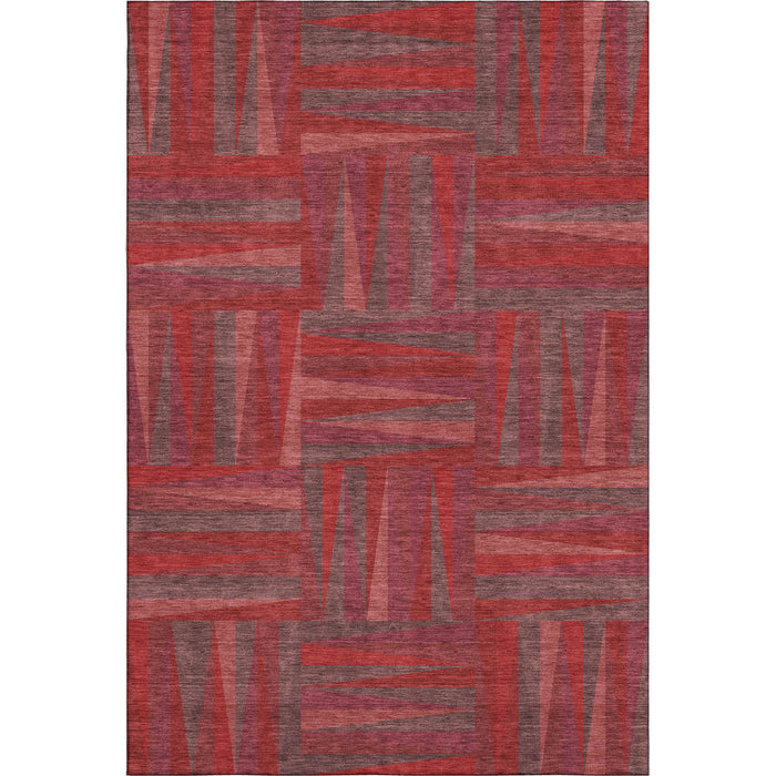 10' X 14' Geometric Washable Area Rug With UV Protection (679462) - Red / Burgundy