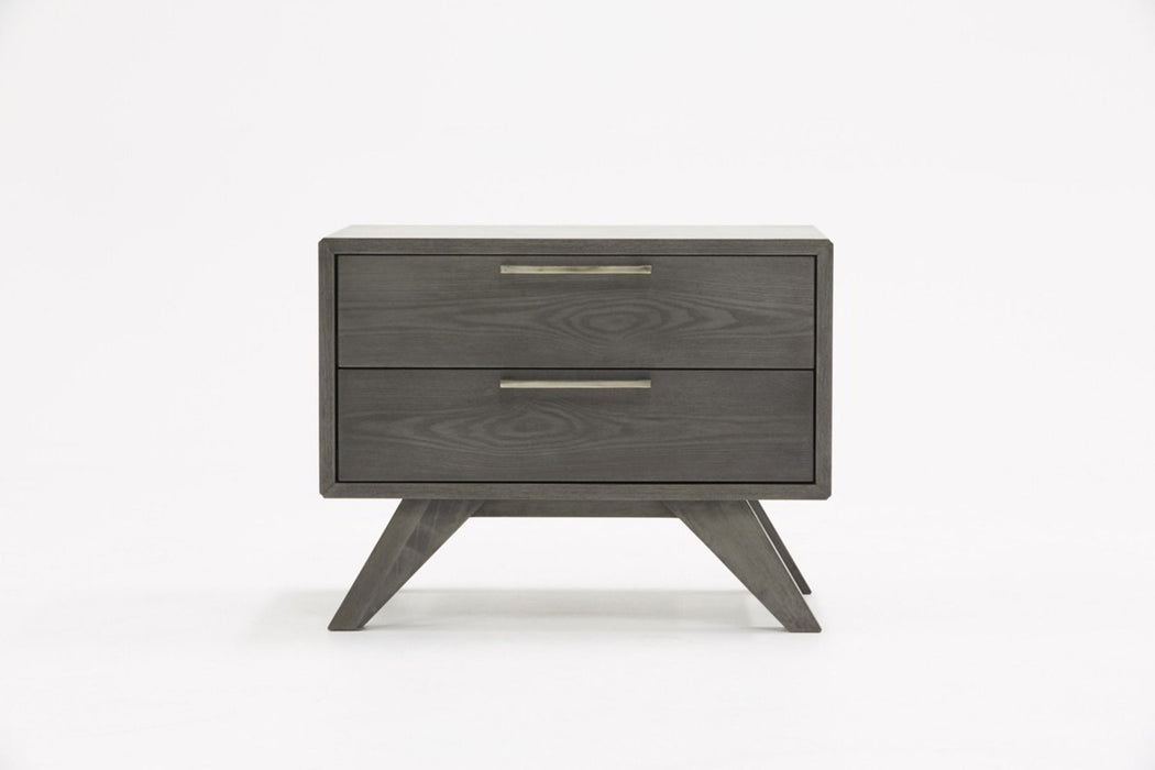 Modern Nightstand With Two Drawers - Gray Wash