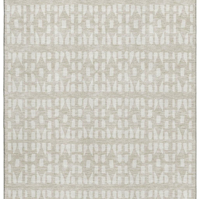 10' X 14' Geometric Washable Area Rug With UV Protection (676248) - Beige / Ivory