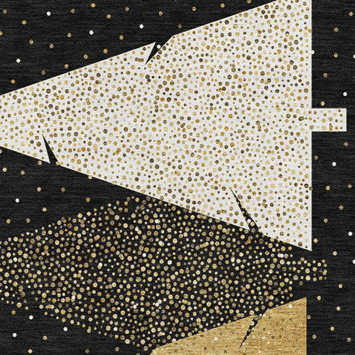 8' X 10' Christmas Tree Washable Area Rug With UV Protection (646467) - Black / Gold / Ivory