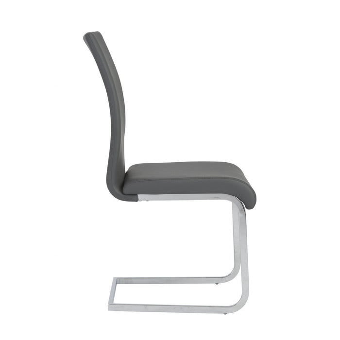 Upholstered Leather Dining Side Chairs (Set of 4) - Gray