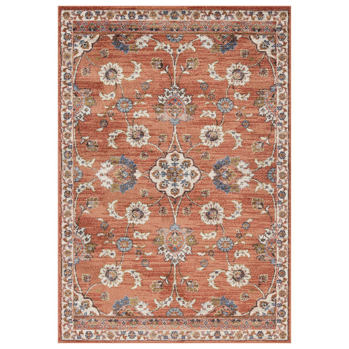 9' x 12' Floral Power Loom Area Rug - Ivory Blue And Orange