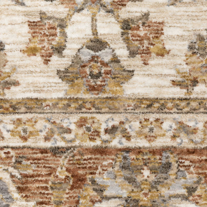 10' x 13' Oriental Power Loom Stain Resistant Area Rug With Fringe - Rust And Ivory