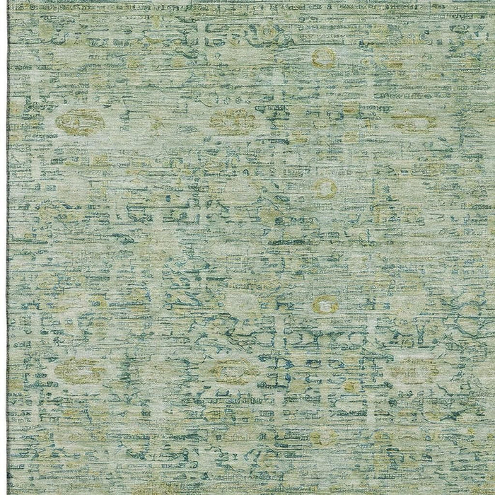 10' X 14' Oriental Washable Area Rug With UV Protection (700967) - Artichoke Green / Teal